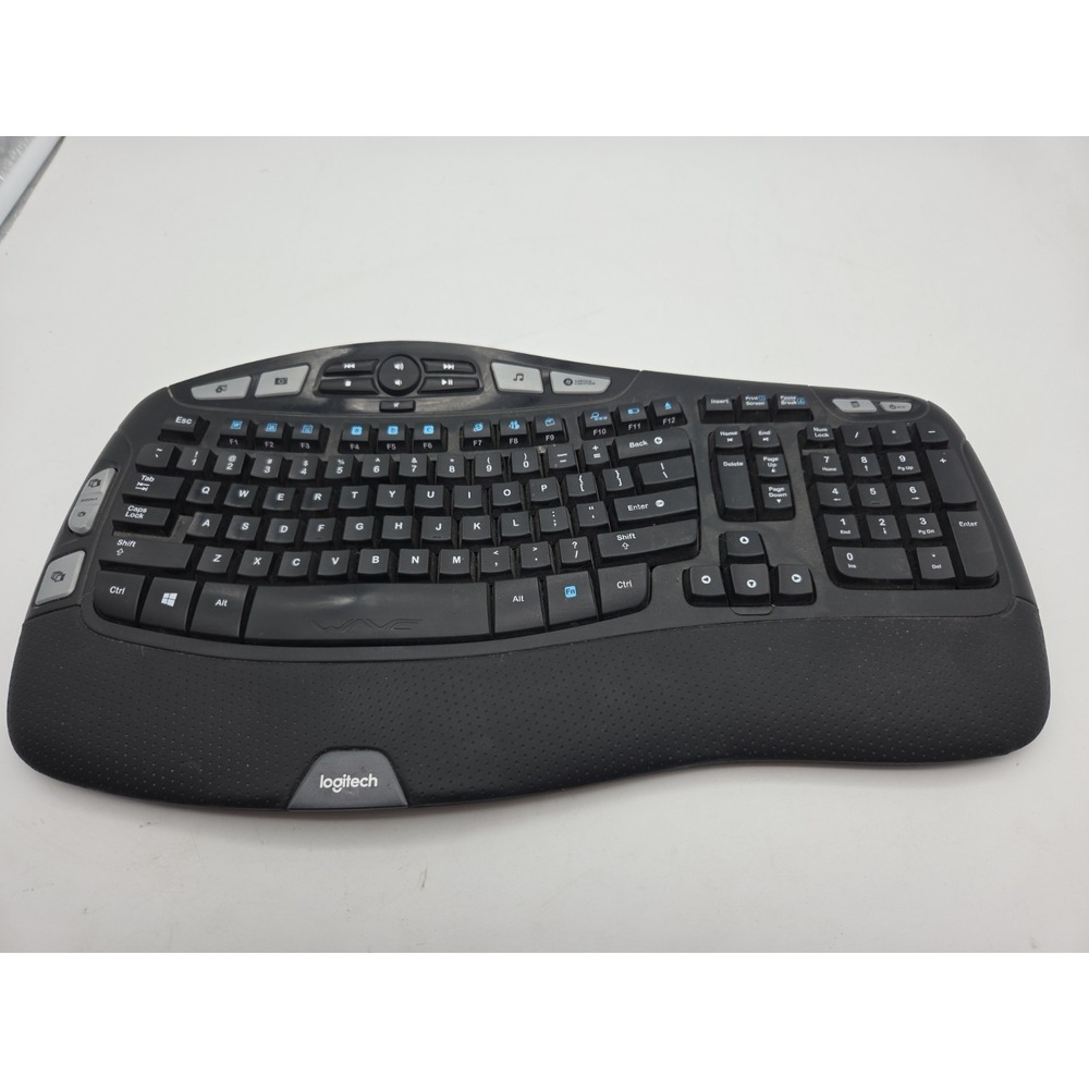 Logitech K350 Wireless Comfort Wave Ergonomic Keyboard No USB Dongle WORKS GREAT
